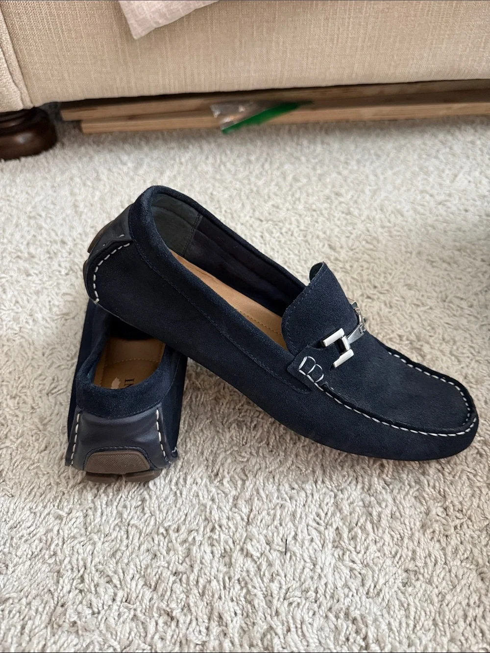 Alfani Navy Suede Bit-Detail Slip-On Loafers